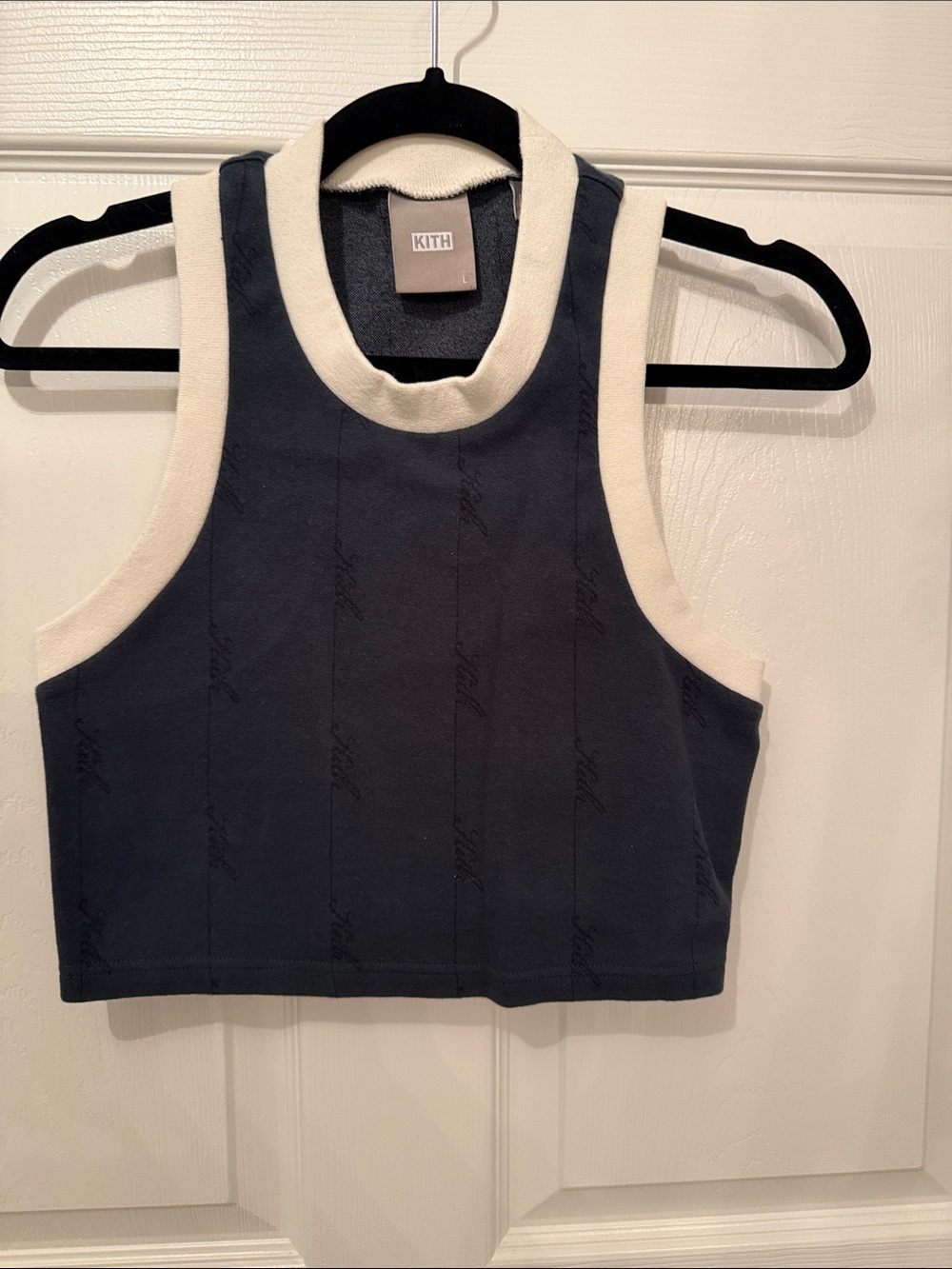 Kith Navy Cropped Tank with Cream Trim